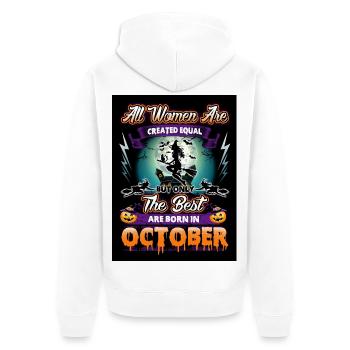 The Best Are Born in October - Witch - Unisex Premium Organic Zip Hoodie - white - Back - Thijin (182cm)