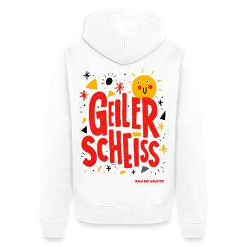 Lustiges Sonnengesicht mit Kraftausdruck - Unisex Premium Bio Zip Hoodie - Weiß - Hinten - Thijin (182cm)