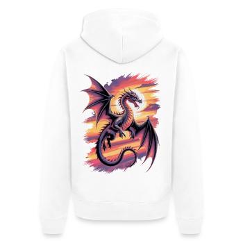 Fantasy dragon at sunset - Unisex Premium Organic Zip Hoodie - white - Back - Thijin (182cm)