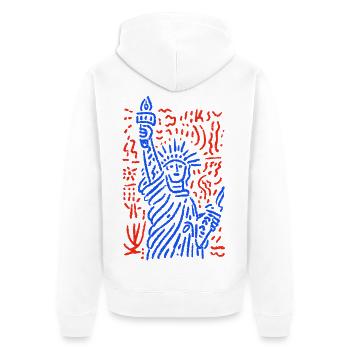 Lady Liberty - Unisex Premium Bio Zip Hoodie - Weiß - Hinten - Thijin (182cm)