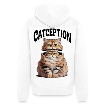 Split Cat Duo Portrait - Unisex Premium Organic Zip Hoodie - white - Back - Thijin (182cm)