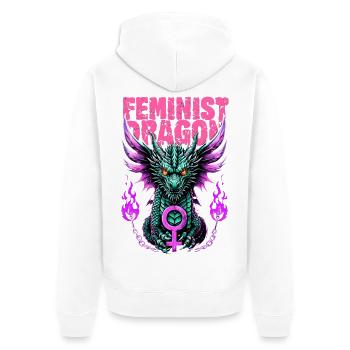 Chemise Dragon Féministe Féminisme Cadeau - Veste à capuche bio Premium Unisexe - blanc - Dos - Thijin (182cm)
