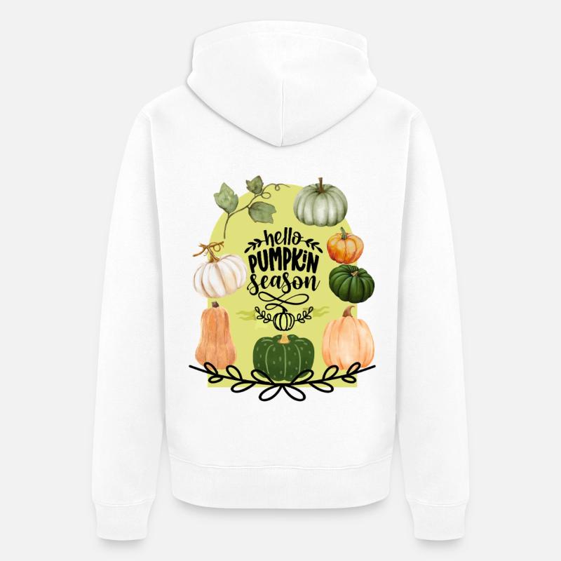 Bonjour la saison des citrouilles - Veste à capuche bio Premium Unisexe - blanc
