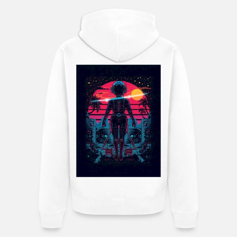 Astronaute Neon Sunset - Veste à capuche bio Premium Unisexe - blanc
