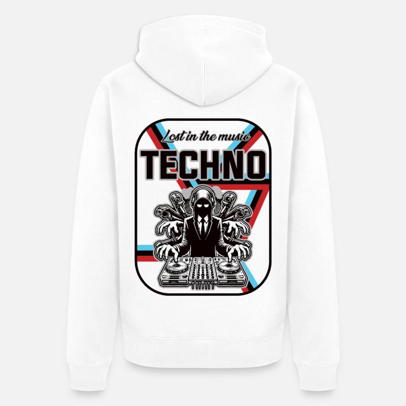 Techno Design – Perdu dans la musique - Veste à capuche bio Premium Unisexe - blanc
