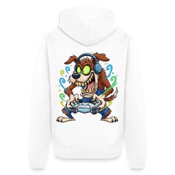 Gaming Wolf with Headphones Gamer Dog - Unisex Premium Organic Zip Hoodie - white - Back - Thijin (182cm)