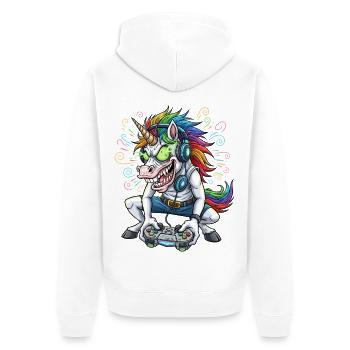 Gaming Unicorn with Rainbow Mane Gamer Shirt - Unisex Premium Organic Zip Hoodie - white - Back - Thijin (182cm)