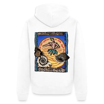 SHARKYS OLDHOUSE Surfeur Aloha Vintage - Veste à capuche bio Premium Unisexe - blanc - Dos - Thijin (182cm)