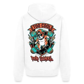 Too Cool Bulldog Skater - Unisex Premium Bio Zip Hoodie - Weiß - Hinten - Thijin (182cm)