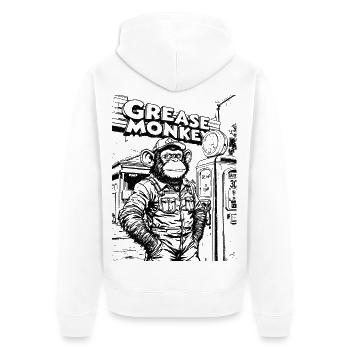 GreaseMonkey Linienzeichnung - Unisex Premium Bio Zip Hoodie - Weiß - Hinten - Thijin (182cm)