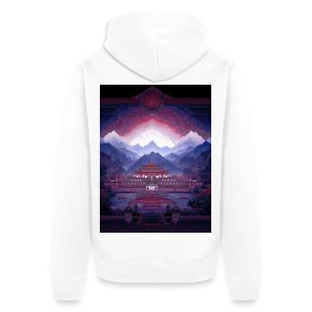 Psy Art - Pagode dans un paysage montagneux - Veste à capuche bio Premium Unisexe - blanc - Dos - Thijin (182cm)