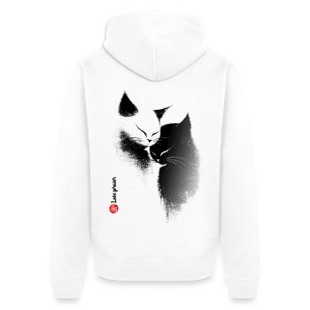 Cat Love - Unisex Premium Organic Zip Hoodie - white - Back - Thijin (182cm)