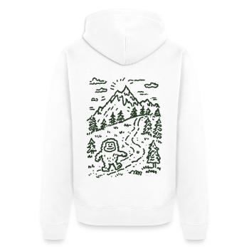 Bergwanderer im Waldlandschaft - Unisex Premium Bio Zip Hoodie - Weiß - Hinten - Thijin (182cm)