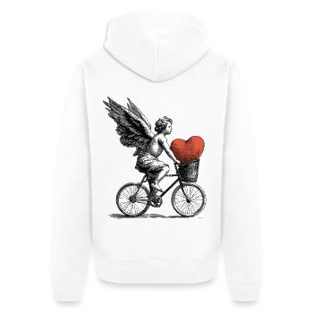 Ange du cœur à vélo - Veste à capuche bio Premium Unisexe - blanc - Dos - Thijin (182cm)