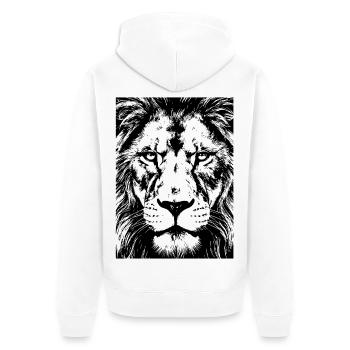 Lion Gaze Intense Power - Unisex Premium Organic Zip Hoodie - white - Back - Thijin (182cm)