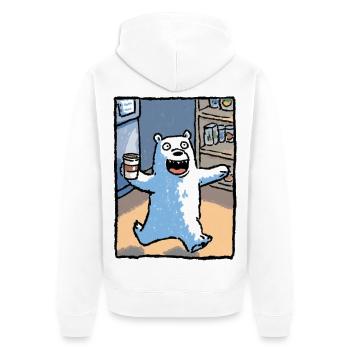 Kaffeebär im Laden - Unisex Premium Bio Zip Hoodie - Weiß - Hinten - Thijin (182cm)