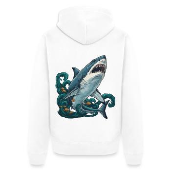 Alter-Predator-Ozean-Weißhai - Unisex Premium Bio Zip Hoodie - Weiß - Hinten - Thijin (182cm)