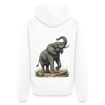 Majestic Elephant Vintage Safari - Unisex Premium Organic Zip Hoodie - white - Back - Thijin (182cm)