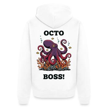 OctoBoss Reef King Oktopus - Unisex Premium Bio Zip Hoodie - Weiß - Hinten - Thijin (182cm)