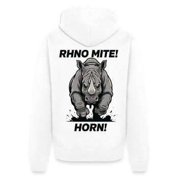 Nashornmotten-Horn-Humor Nashorn - Unisex Premium Bio Zip Hoodie - Weiß - Hinten - Thijin (182cm)