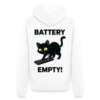 Battery Empty Chat Télécommande Humour - Veste à capuche bio Premium Unisexe - blanc - Dos - Thijin (182cm)