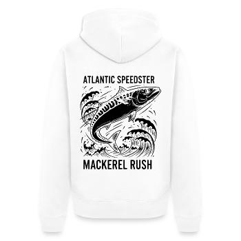 Seefischen, Makrelen, Makrelenrausch, Rausch - Unisex Premium Bio Zip Hoodie - Weiß - Hinten - Thijin (182cm)