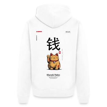 Maneki-Neko - Unisex Premium Organic Zip Hoodie - white - Back - Thijin (182cm)