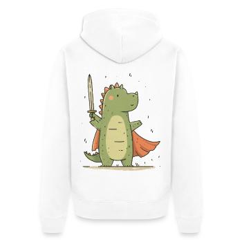 Little Dino Knight - Unisex Premium Organic Zip Hoodie - white - Back - Thijin (182cm)