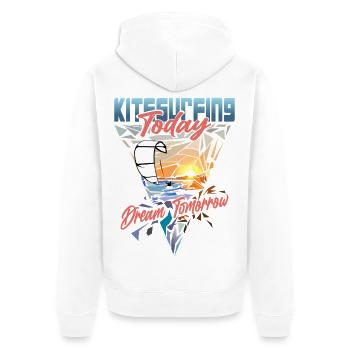 Kitesurfen Heute Traum Morgen - Unisex Premium Bio Zip Hoodie - Weiß - Hinten - Thijin (182cm)