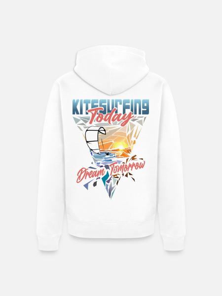 Kitesurfing Today Dream Tomorrow - Unisex Premium Organic Zip Hoodie - white