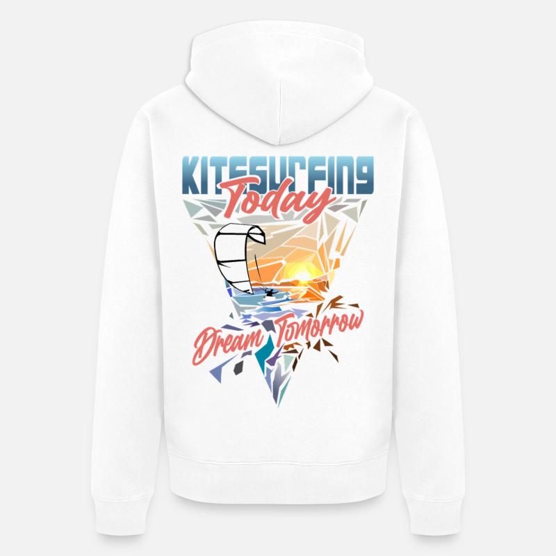 Le kitesurf aujourd’hui rêve de demain - Veste à capuche bio Premium Unisexe - blanc