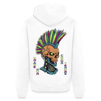 Cyber Skull - Crâne dur, cœur tendre - Veste à capuche bio Premium Unisexe - blanc - Dos - Thijin (182cm)