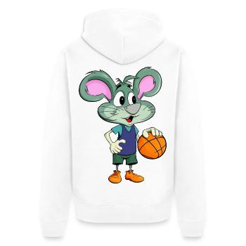 Basketball Maus - Unisex Premium Bio Zip Hoodie - Weiß - Hinten - Thijin (182cm)