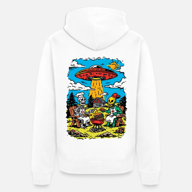 Barbecue de la fin du monde - Veste à capuche bio Premium Unisexe - blanc