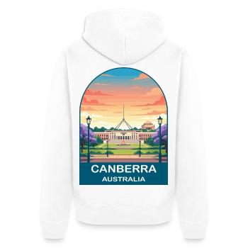 Canberra, Australiens Parlamentsgebäude, Reisekunst - Unisex Premium Bio Zip Hoodie - Weiß - Hinten - Thijin (182cm)