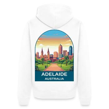 Adelaide Australien Stadt-Skyline-Reiseplakat - Unisex Premium Bio Zip Hoodie - Weiß - Hinten - Thijin (182cm)