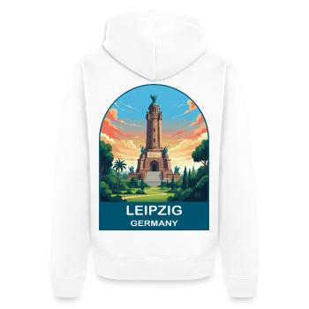 Leipziger Deutschland-Denkmal Vintage-Reiseplakat - Unisex Premium Bio Zip Hoodie - Weiß - Hinten - Thijin (182cm)