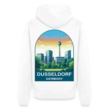 Düsseldorfer Deutschland Skyline Vintage-Reiseplakat - Unisex Premium Bio Zip Hoodie - Weiß - Hinten - Thijin (182cm)