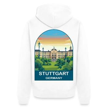 Stuttgart Germany City Center Vintage Travel Art - Unisex Premium Organic Zip Hoodie - white - Back - Thijin (182cm)