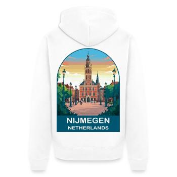 Nijmegen Niederlande Vintage City Reiseplakat - Unisex Premium Bio Zip Hoodie - Weiß - Hinten - Thijin (182cm)