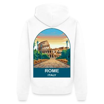 Rom, Italien Vintage-Reiseplakat-Kunst - Unisex Premium Bio Zip Hoodie - Weiß - Hinten - Thijin (182cm)
