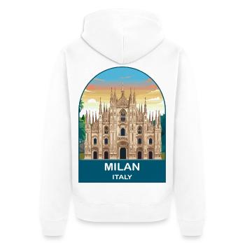 Milan Italien Vintage-Reiseplakat-Kunst - Unisex Premium Bio Zip Hoodie - Weiß - Hinten - Thijin (182cm)