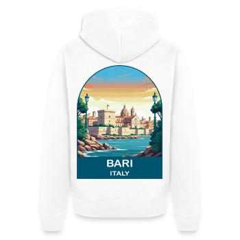 Bari Italien Vintage-Reiseplakat-Kunst - Unisex Premium Bio Zip Hoodie - Weiß - Hinten - Thijin (182cm)