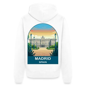 Madrid Spain Vintage Travel Poster Art - Unisex Premium Organic Zip Hoodie - white - Back - Thijin (182cm)