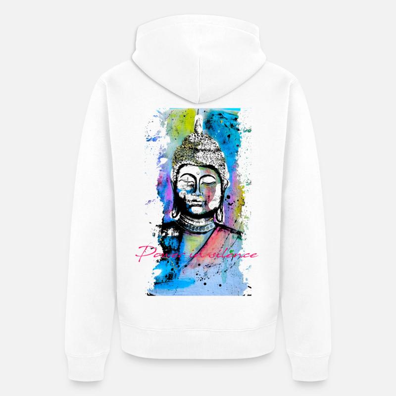 Puissance silencieuse du Bouddha - Veste à capuche bio Premium Unisexe - blanc