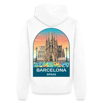 Barcelona Spanien Vintage-Reiseplakat - Unisex Premium Bio Zip Hoodie - Weiß - Hinten - Thijin (182cm)