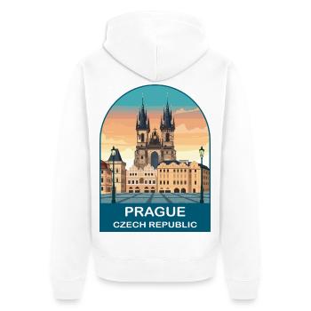 Affiche vintage de Prague République tchèque - Veste à capuche bio Premium Unisexe - blanc - Dos - Thijin (182cm)