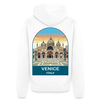 Venice Italy Vintage Travel Poster Art - Unisex Premium Organic Zip Hoodie - white - Back - Thijin (182cm)