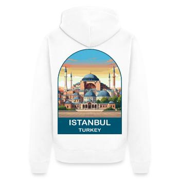 Istanbul Turkey Vintage Travel Poster Art - Unisex Premium Organic Zip Hoodie - white - Back - Thijin (182cm)