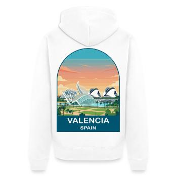 Valencia, Spanien City of Arts Vintage-Reisekunst - Unisex Premium Bio Zip Hoodie - Weiß - Hinten - Thijin (182cm)